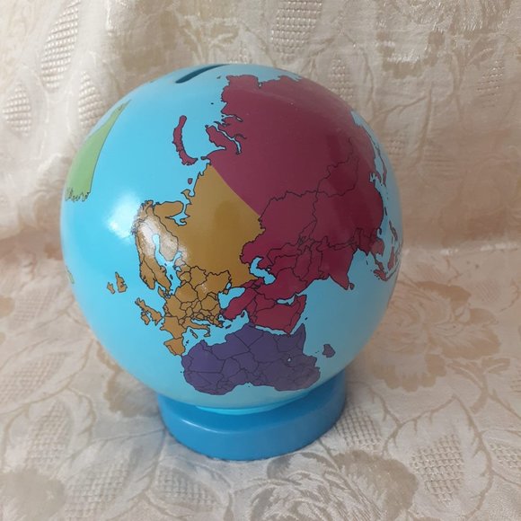 Ceramic Coin Bank World Map Globe - Picture 1 of 5